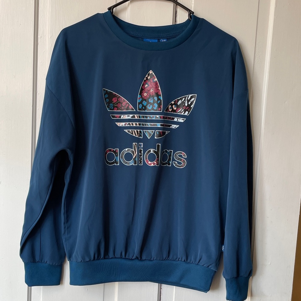 Adidas Navy Sweatshirt with Patterned Logo